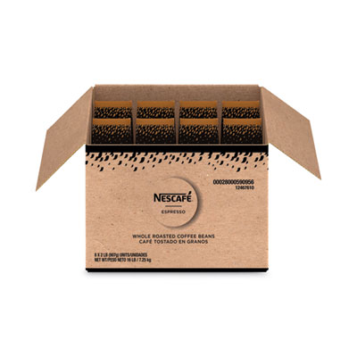 Nescaf Espresso Whole Roasted Coffee Beans, 2 lb Bag, 8/Carton (NES59095CT)
