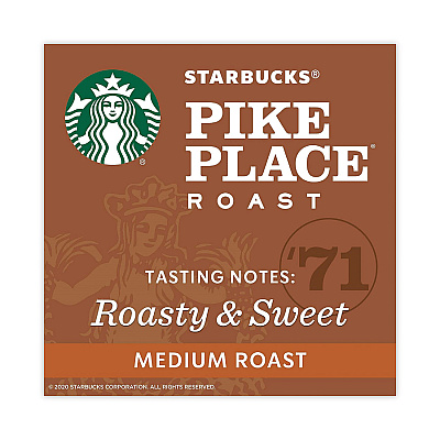 Starbucks Whole Bean Coffee, Pike Place Roast, 1 lb Bag, 6/Carton (SBK11017854CT)