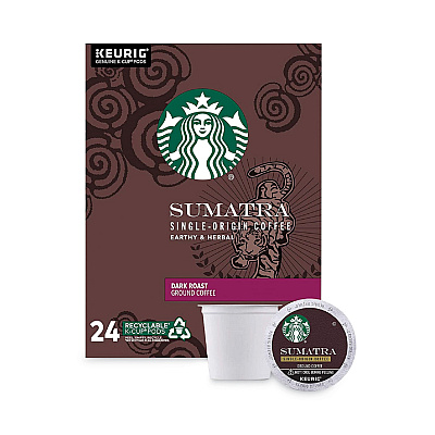 Starbucks Sumatra Coffee K-Cups, Sumatra, 0.4 oz K-Cup, 96/Box (SBK12565254CT)
