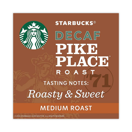 Starbucks Whole Bean Coffee, Decaffeinated Pike Place Roast, 1 lb Bag, 6/Carton (11015640CT)