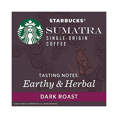 Starbucks Sumatra Coffee K-Cups, Sumatra, 0.4 oz K-Cup, 96/Box (SBK12565254CT)