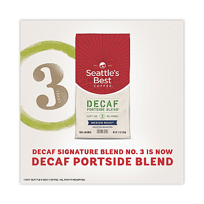Seattle's Best Port Side Blend Ground Coffee, Decaffeinated Medium Roast, 12 oz Bag, 6/Carton (SBK11008565CT)