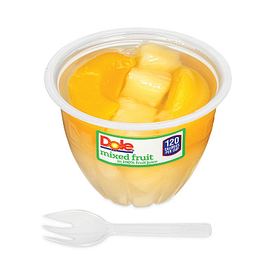 Dole Mixed Fruit in 100% Fruit Juice Cups, Peaches/Pears/Pineapple, 7 oz Cup, 12/Carton (GRR20902549)