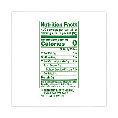 Truvia Natural Sugar Substitute, 1 g Packet, 400 Packets/Carton (GRR22000439)