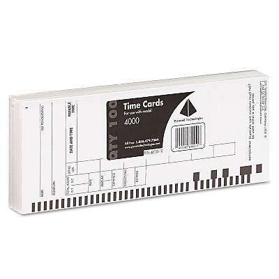 Time Clock Cards for Pyramid Technologies 4000, One Side, 3.5 x 8.5, 100/Pack (PTI4410010)