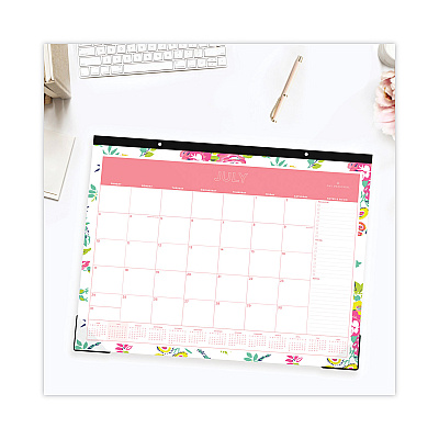 Blue Sky Day Designer Peyton Academic Desk Pad, Floral Artwork, 22 x 17, Black Binding, Clear Corners, 12-Month (July-June): 2025-2026 (107938)