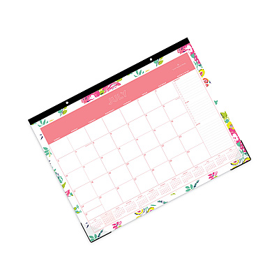 Blue Sky Day Designer Peyton Academic Desk Pad, Floral Artwork, 22 x 17, Black Binding, Clear Corners, 12-Month (July-June): 2025-2026 (107938)