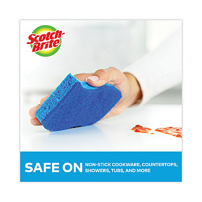 Scotch-Brite Non-Scratch Multi-Purpose Scrub Sponge, 4.4 x 2.6, 0.8" Thick, Blue, 6/Pack (MMM526)