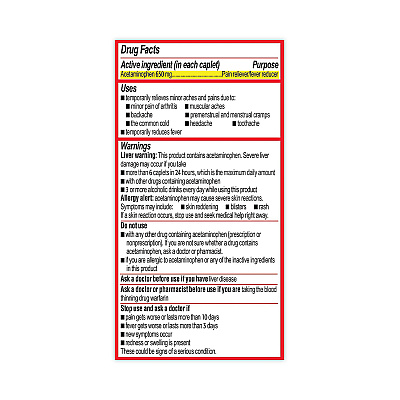 Tylenol 8-Hour Arthritis Pain Extended Release Tablets, 650 mg, 290/Bottle (GRR22000640)