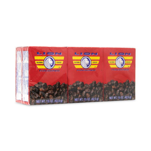 Lion California Seedless Raisins, 1.5 oz Box, 6/Pack, Ships in 1-3 Business Days (30801001)