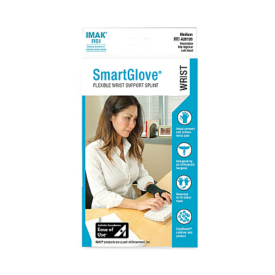IMAK RSI SmartGlove Wrist Wrap, Medium, Fits Hands Up to 3.75" Wide, Black (IMAA20126)