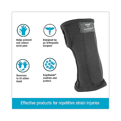 IMAK RSI SmartGlove Wrist Wrap, Small, Fits Hands Up to 3.25" Wide, Black (IMAA20125)