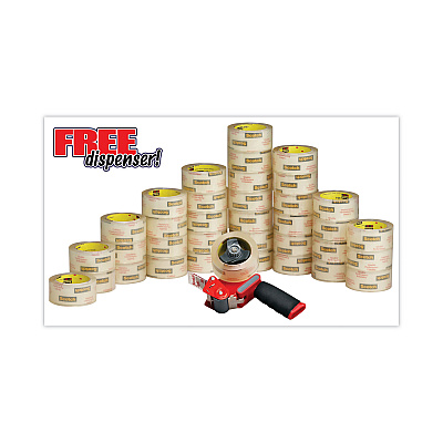 Scotch 3750 Commercial Grade Packaging Tape with ST-181 Pistol-Grip Dispenser, 3" Core, 1.88" x 54.6 yds, Clear, 36/Carton (MMM3750CS36ST)