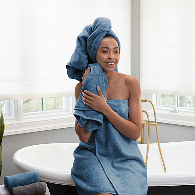 Aston & Arden Solid Turkish Bath Towel 30x60 Copen Blue, Pack Of 2 (PNP-BT-TS3060-18-CBL)