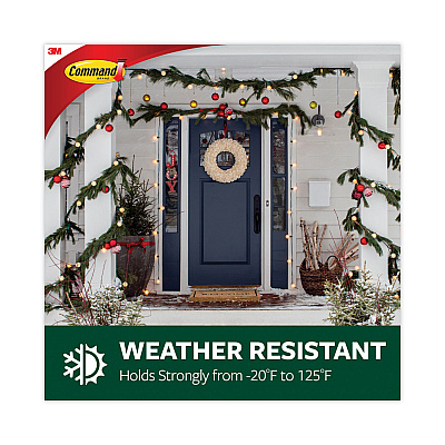 Command All Weather Hooks and Strips, Small, Plastic, Clear, 16 Clips and 20 Strips/Pack (MMM17017CLRAWES)