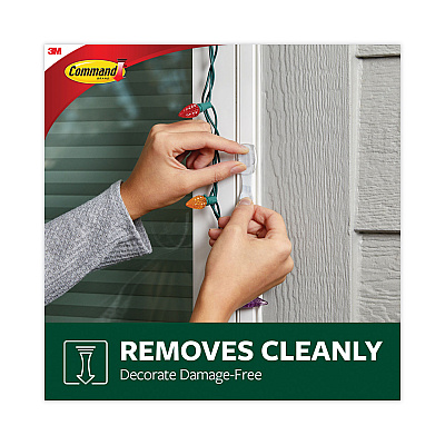 Command All Weather Hooks and Strips, Small, Plastic, Clear, 16 Clips and 20 Strips/Pack (MMM17017CLRAWES)
