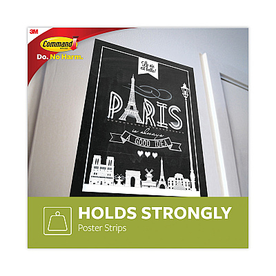 Command Poster Strips, Removable, Holds Up to 1 lb per Pair, 1.63 x 2.75, White, 256/Pack (MMM17024S256NA)