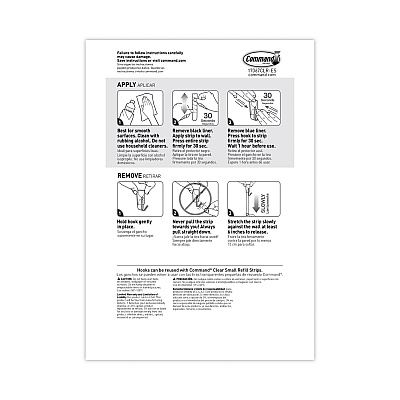 Command Clear Hooks and Strips, Small, Plastic/Metal, 0.5 lb, 9 Hooks and 12 Strips/Pack (MMM17067CLR9ES)
