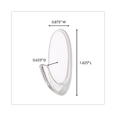 Command Clear Hooks and Strips, Medium, Plastic, 2 lb Capacity, 50 Hooks with 50 Adhesive Strips/Carton (MMM17091CLRCABP)