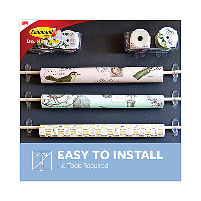 Command Clear Hooks and Strips, Medium, Plastic, 2 lb Capacity, 50 Hooks with 50 Adhesive Strips/Carton (MMM17091CLRCABP)