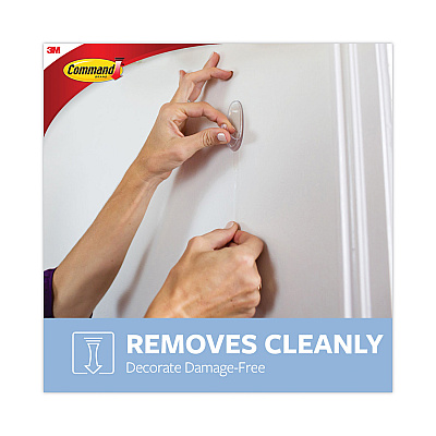 Command Clear Hooks and Strips, Medium, Plastic, 2 lb Capacity, 50 Hooks with 50 Adhesive Strips/Carton (MMM17091CLRCABP)
