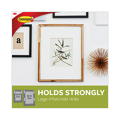 Command Picture Hanging Strips, Value Pack, Large, Removable, Holds Up to 16 lbs, 0.75 x 3.65, White, 120 Pairs/Pack (MMM17206S120NA)