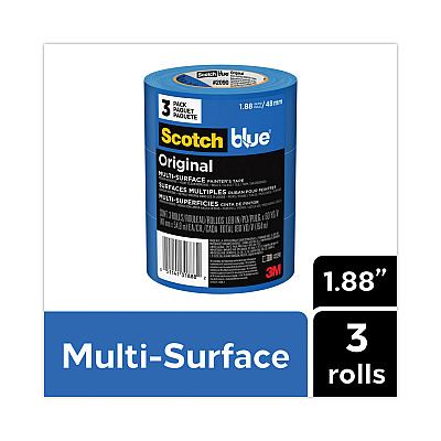 ScotchBlue Original Multi-Surface Painter's Tape, 3" Core, 1.88" x 60 yds, Blue, 3/Pack (MMM209048EVP)
