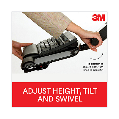 3M Sit/Stand Easy Adjust Keyboard Tray, Standard Platform, 25.5w x 12d, Black (MMMAKT170LE)