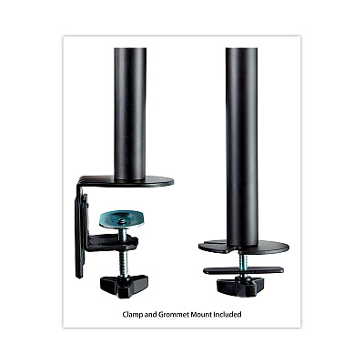 3M Dual Monitor Mount, For 27" Monitors, 360 Degree Rotation, +45 Degree/-45 Degree Tilt, 90 Degree Pan, Black, Supports 20 lb (MMMMM200B)