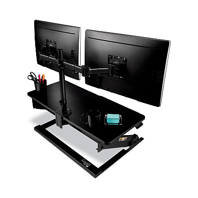 3M Dual Monitor Mount, For 27" Monitors, 360 Degree Rotation, +45 Degree/-45 Degree Tilt, 90 Degree Pan, Black, Supports 20 lb (MMMMM200B)