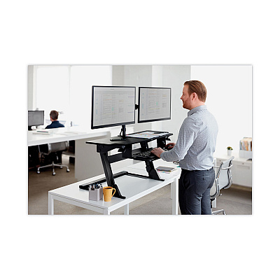3M Dual Monitor Mount, For 27" Monitors, 360 Degree Rotation, +45 Degree/-45 Degree Tilt, 90 Degree Pan, Black, Supports 20 lb (MMMMM200B)