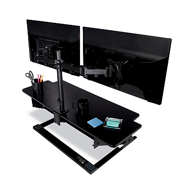 3M Dual Monitor Mount, For 27" Monitors, 360 Degree Rotation, +45 Degree/-45 Degree Tilt, 90 Degree Pan, Black, Supports 20 lb (MMMMM200B)