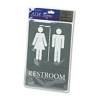 Headline Sign ADA Sign, Restroom Symbol Tactile Graphic, Molded Plastic, 6 x 9, Gray (USS4812)