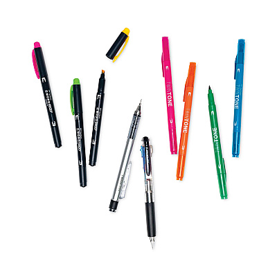 Tombow Creative Notetaking Kit, 0.7mm Ballpoint Pen, 0.5mm HB Pencil, (4) Bullet/Chisel Tip Markers,(3) Chisel/Fine Tip Highlighters (TOM56301)