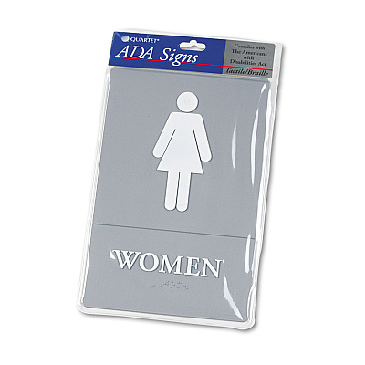 Headline Sign ADA Sign, Women Restroom Symbol w/Tactile Graphic, Molded Plastic, 6 x 9, Gray (USS4816)
