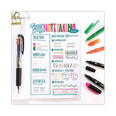 Tombow Creative Notetaking Kit, 0.7mm Ballpoint Pen, 0.5mm HB Pencil, (4) Bullet/Chisel Tip Markers,(3) Chisel/Fine Tip Highlighters (TOM56301)