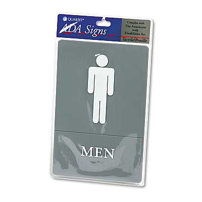 Headline Sign ADA Sign, Men Restroom Symbol w/Tactile Graphic, Molded Plastic, 6 x 9, Gray (USS4817)