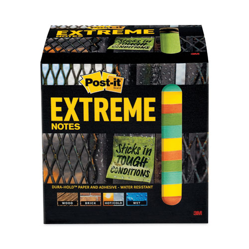 Post-it Extreme Notes Water-Resistant Self-Stick Notes, 3" x 3", Assorted Colors, 45 Sheets/Pad, 12 Pads/Pack (XTRM3312TRYX)