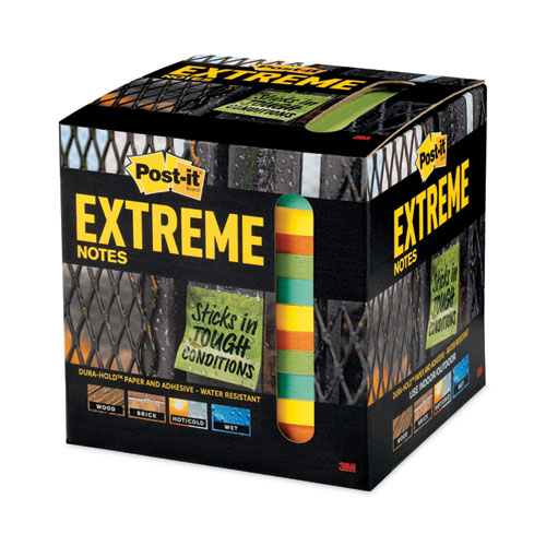 Post-it Extreme Notes Water-Resistant Self-Stick Notes, 3" x 3", Assorted Colors, 45 Sheets/Pad, 12 Pads/Pack (XTRM3312TRYX)