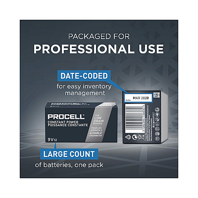 Procell Professional Alkaline 9V Batteries, 72/Carton (DURPC1604CT)