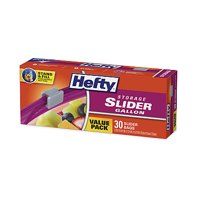 Hefty Slider Stand and Fill Food Storage Bags, Gallon, 10.56" x 11", Clear, 30/Box (RFPR88071)