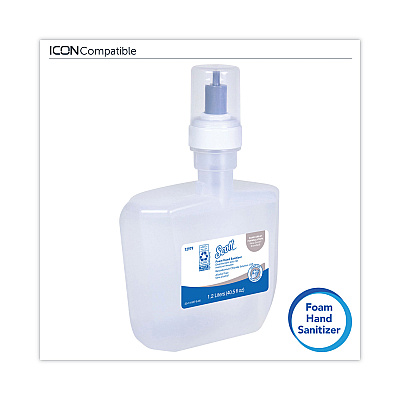 Scott Essential Alcohol-Free Foam Hand Sanitizer, 1,200 mL, Unscented, 2/Carton (KCC12979)