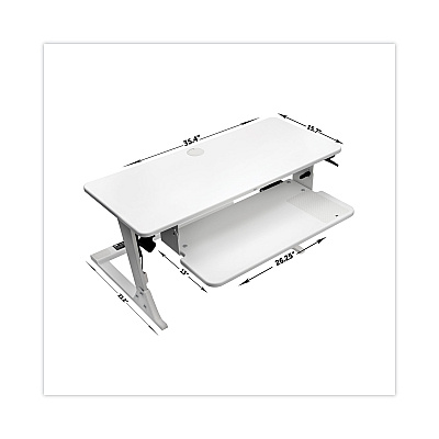 3M Precision Standing Desk, 35.4" x 23.2" x 6.2" to 20", White (MMMSD60W)