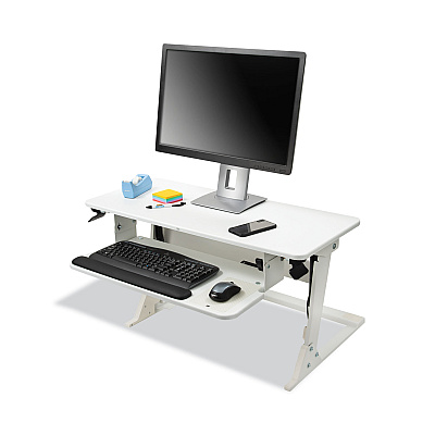 3M Precision Standing Desk, 35.4" x 23.2" x 6.2" to 20", White (MMMSD60W)