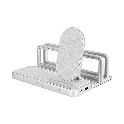 Kensington StudioCaddy with Qi Wireless Charging for Apple Devices, USB-A/USB-C, Silver (KMW59090)