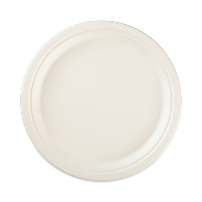 Hefty ECOSAVE Tableware, Plate, Bagasse,  6.75" dia, White, 30/Pack (RFPD77300PK)