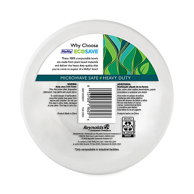 Hefty ECOSAVE Tableware, Bowl, Bagasse, 16 oz, White, 25/Pack (RFPD71625PK)