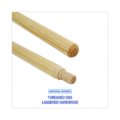 Boardwalk Heavy-Duty Threaded End Lacquered Hardwood Broom Handle, 1.13" dia x 60", Natural (BWK137)