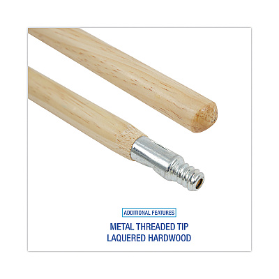 Boardwalk Metal Tip Threaded Hardwood Broom Handle, 1.13" dia x 60", Natural (BWK138)