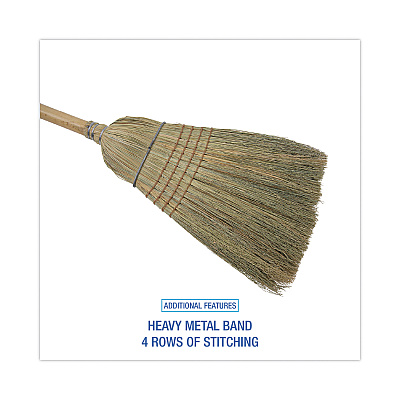 Boardwalk Warehouse Broom, Corn Fiber Bristles, 56" Overall Length, Natural, 12/Carton (BWK932CCT)